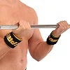 Ремни для тяги кистевые с усилением хвата для штанги и тренажеров POWER STRAP LiveUp LP8775 2шт (Черный-золотой)