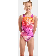 Купальник закрытый для девочек Arena MULTI COLOURS SWIMSUIT V BACK розовый, оранжевый (для детей)