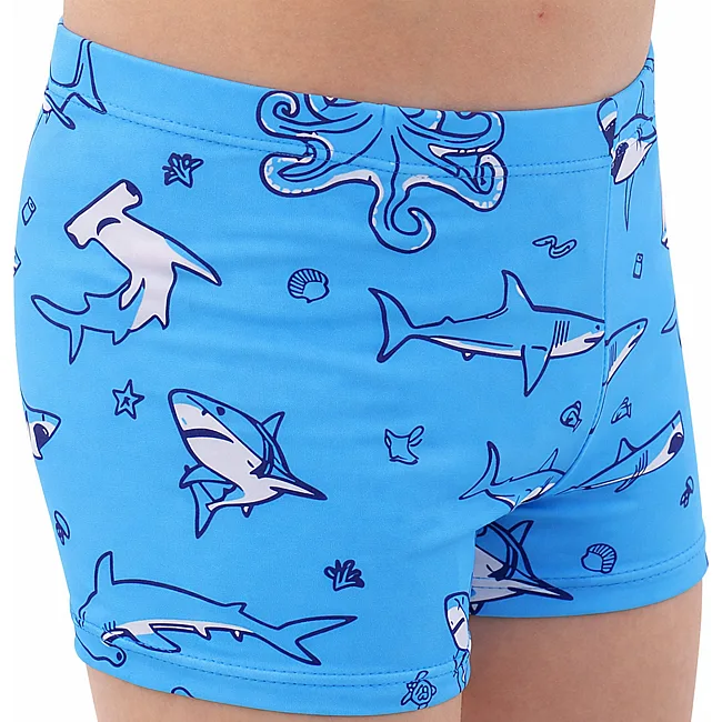 Плавки для мальчиков SP-SPORT Акулы PL-6927 возраст 6-10лет (Голубой-белый)