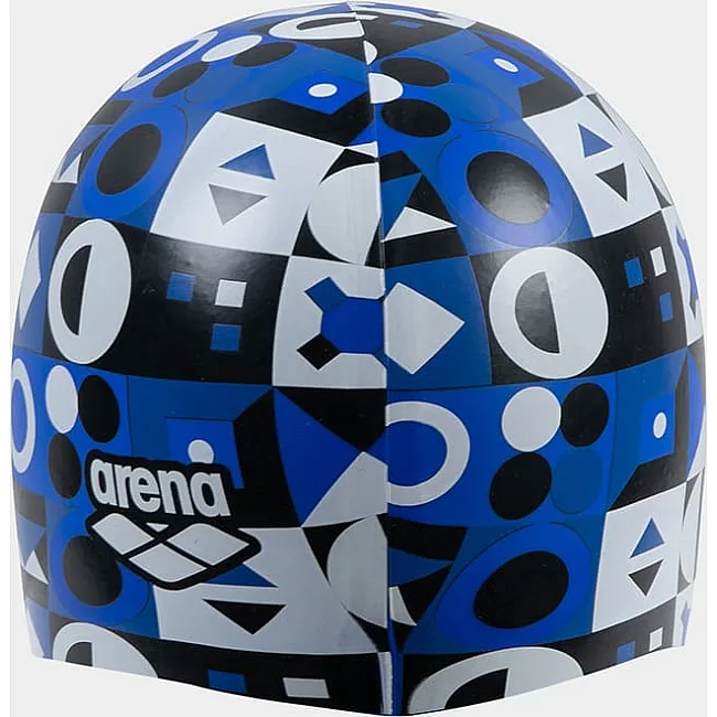 Шапка для плавания Arena PRINT JR синий, белый, черный (для детей) One Size