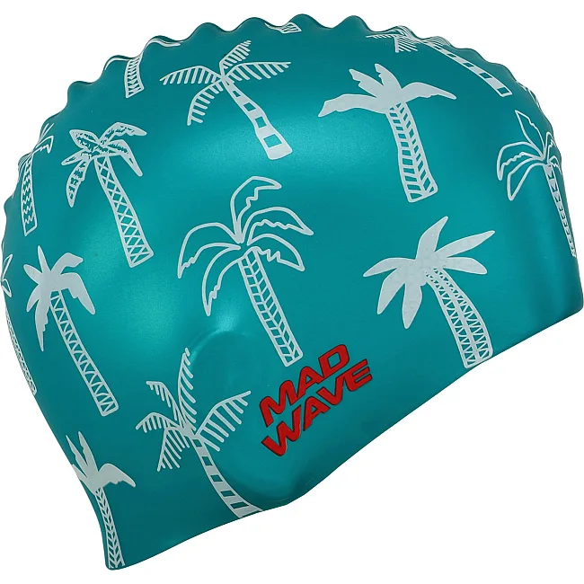Шапочка для бассейна
 силиконовая для взрослых MADWAVE
 PALM TREE M055330 (Зеленый)