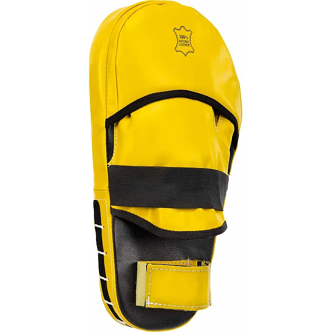 Лапа боксерская прямая тренировочная удлиненная кожа BOXER
 2007-01 40х21х4,5см 2штуки (Черный-желтый)