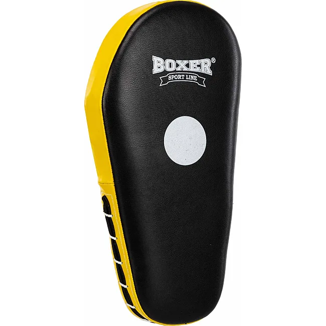 Лапа боксерская прямая тренировочная удлиненная кожа BOXER
 2007-01 40х21х4,5см 2штуки (Черный-желтый)