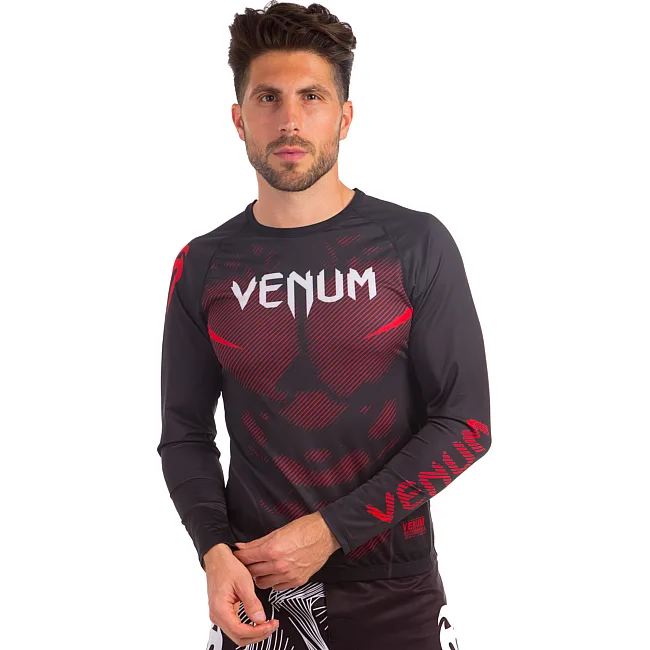 Костюм компрессионный мужской рашгард лонгслив и штаны VENUM CO-8136-8236 (Черный-красный)