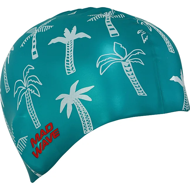 Шапочка для бассейна
 силиконовая для взрослых MADWAVE
 PALM TREE M055330 (Зеленый)