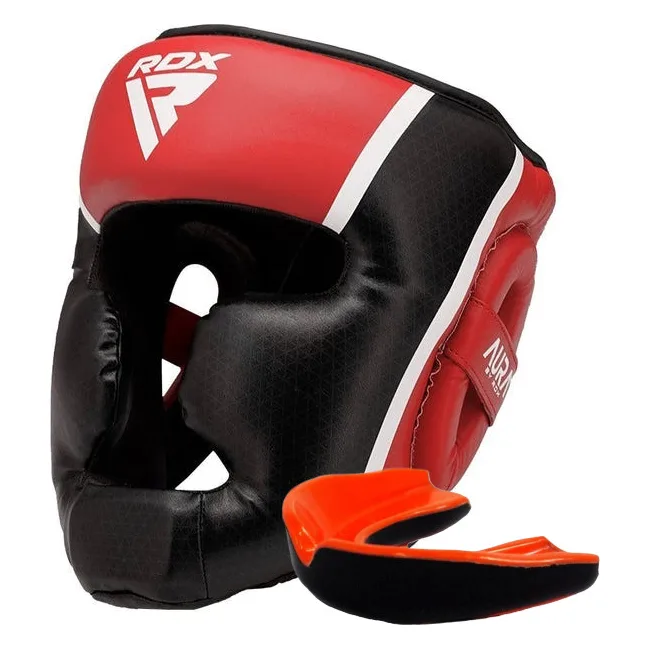 Боксерский шлем RDX AURA PLUS T-17 Red/Black (капа в комплекте)