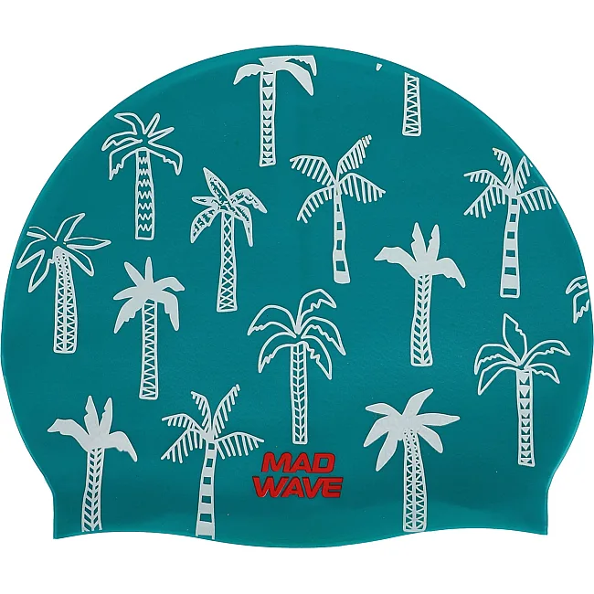 Шапочка для бассейна
 силиконовая для взрослых MADWAVE
 PALM TREE M055330 (Зеленый)