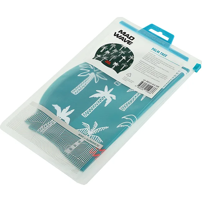Шапочка для бассейна
 силиконовая для взрослых MADWAVE
 PALM TREE M055330 (Зеленый)