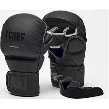 Перчатки греплинговые для ММА Leone BLACK Edition (капа в комплекте)