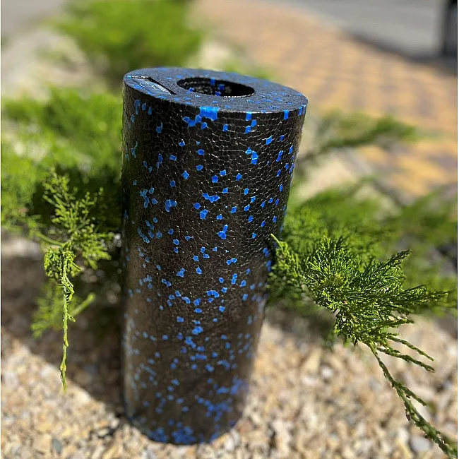 Массажный ролик (роллер) гладкий PowerPlay PP-4347 EPP Foam Roller Черно/Синий (33x14см.)
