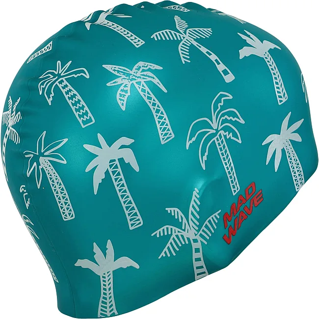 Шапочка для бассейна
 силиконовая для взрослых MADWAVE
 PALM TREE M055330 (Зеленый)