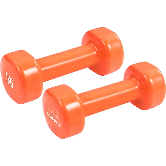 Гантели виниловые POWERPLAY 4125 Achilles 2x1кг. Оранжевые (пара - 2шт)
