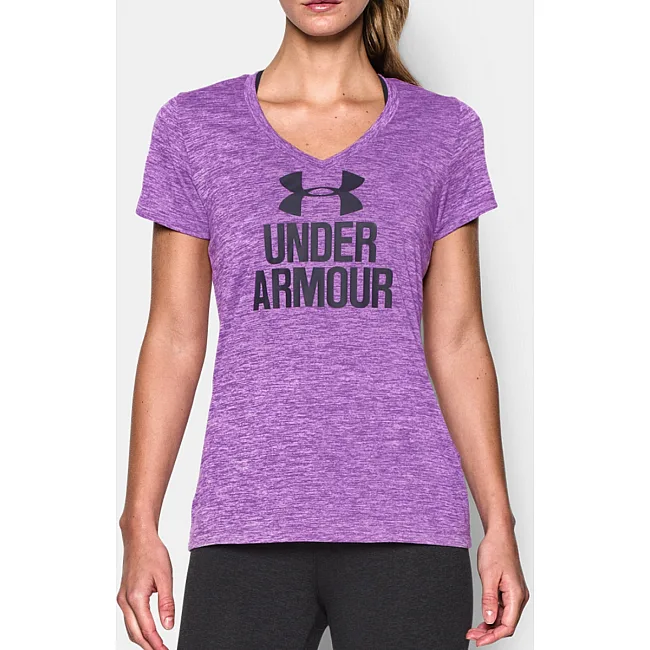 Женская футболка Under Armour Womens V-Neck -Twist Logo Mega Magenta