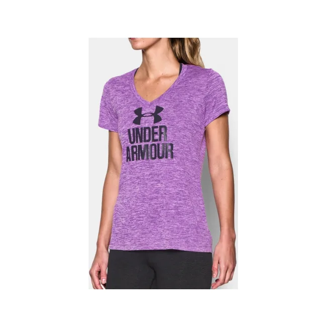 Женская футболка Under Armour Womens V-Neck -Twist Logo Mega Magenta