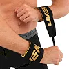 Ремни для тяги кистевые с усилением хвата для штанги и тренажеров POWER STRAP LiveUp LP8775 2шт (Черный-золотой)
