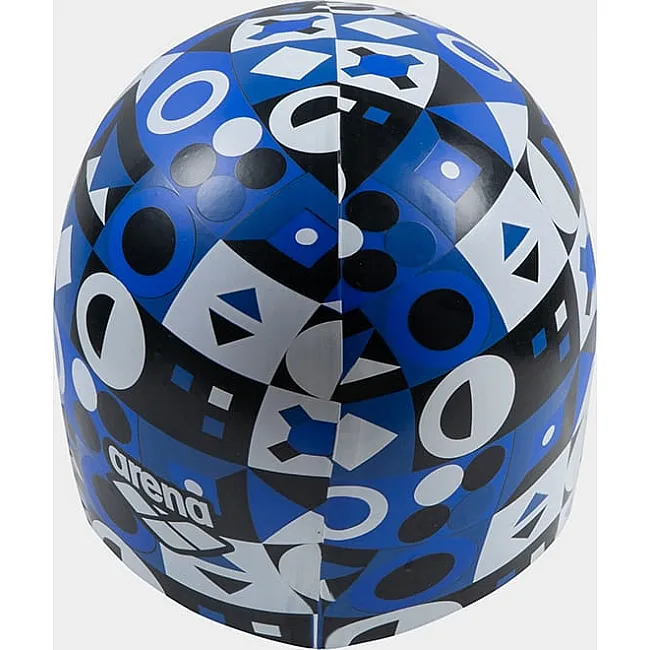 Шапка для плавания Arena PRINT JR синий, белый, черный (для детей) One Size