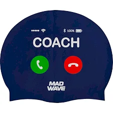 Шапочка для бассейна силиконовая для взрослых MADWAVE Coach M055464 (Темно-синий)