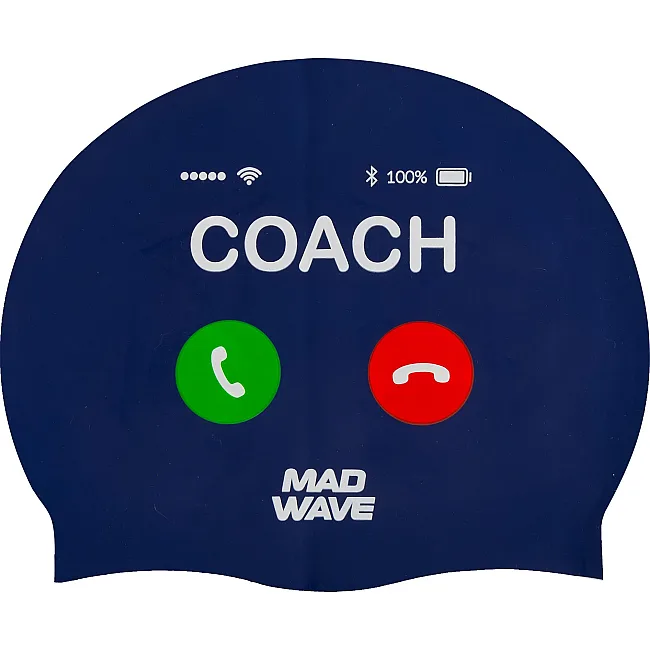 Шапочка для бассейна силиконовая для взрослых MADWAVE Coach M055464 (Темно-синий)