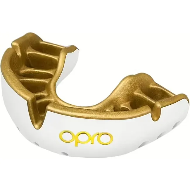 Капа для бокса OPRO Gold взрослая (возраст 11+) White/Gold (art.102504005)