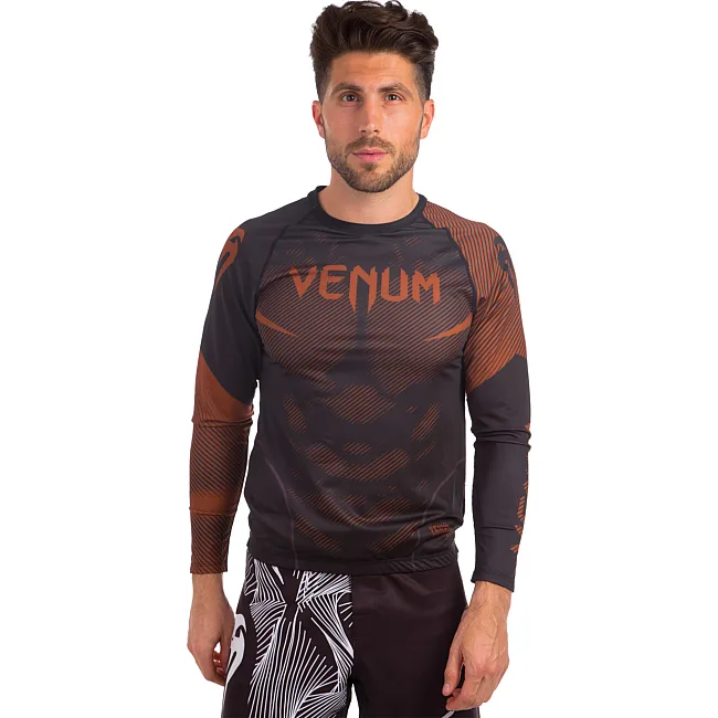 Костюм компрессионный мужской рашгард лонгслив и штаны VENUM
 CO-8136-8236 (Черный-коричневый)