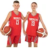 Детская баскетбольная форма NBA клуб Houston Rockets 13 BA-0966 (Красный-серый)