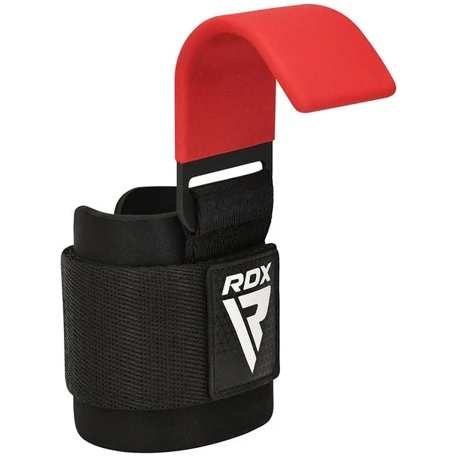 Крюки для тяги на запястье RDX W5 Gym Hook Strap Red Plus