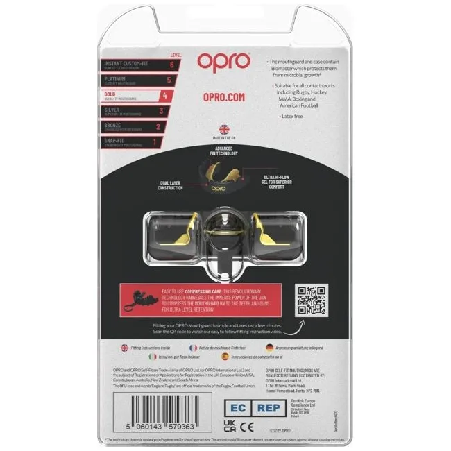 Капа OPRO Gold Braces под брекеты взрослая (возраст 11+) Blackl/Gold (art.102518001)
