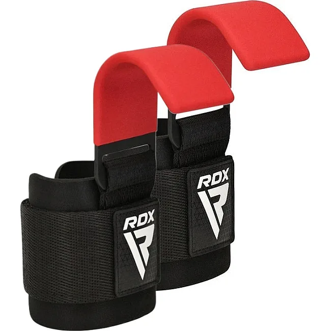 Крюки для тяги на запястье RDX W5 Gym Hook Strap Red Plus