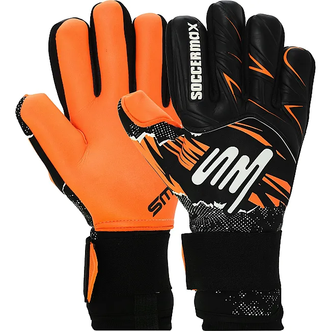 Вратарские перчатки профессиональные с защитой пальцев SOCCERMAX FB-8244 7-11 (Черный-оранжевый)