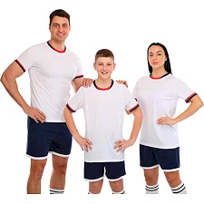 Футбольная форма комплект футболка и шорты LIDONG JG-6319 4XS-XXL (Белый-темно-синий)