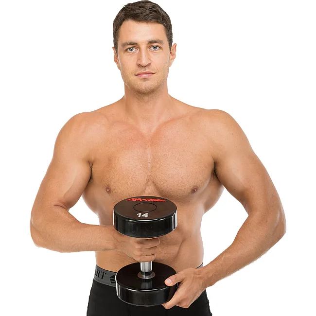 Гантель профессиональная
 с полиуретановым покрытием LIFE FITNESS SC-80081-14 1шт 14кг