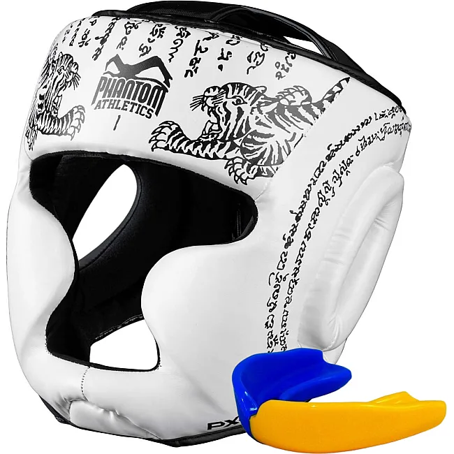 Боксерский шлем Phantom Muay Thai Full Face White (капа в комплекте)