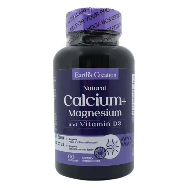 Витамины Earths Creation Calcium Magnesium + Vitamin D3 - 60 софт гель
