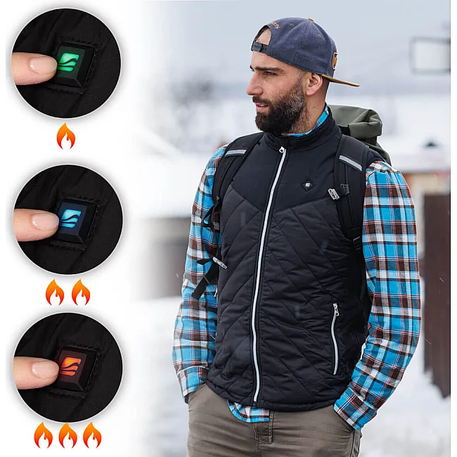 Чоловічий жилет з підігрівом inSPORTline WARMhim - чорний/XXL