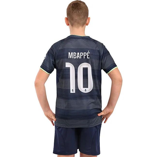 Футбольная форма детская с символикой клуба REAL MADRID MBAPPE 10 гостевая 2026 SP-SPORT CO-7340 (Темно-синий)