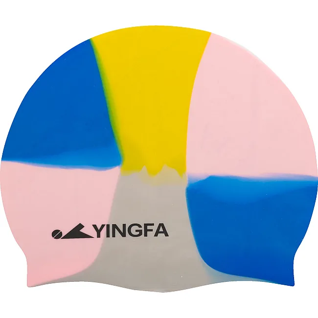 Шапочка для бассейна силиконовая для взрослых YINGFA CAMOUFLAGE C0065 (Синий-розовый)