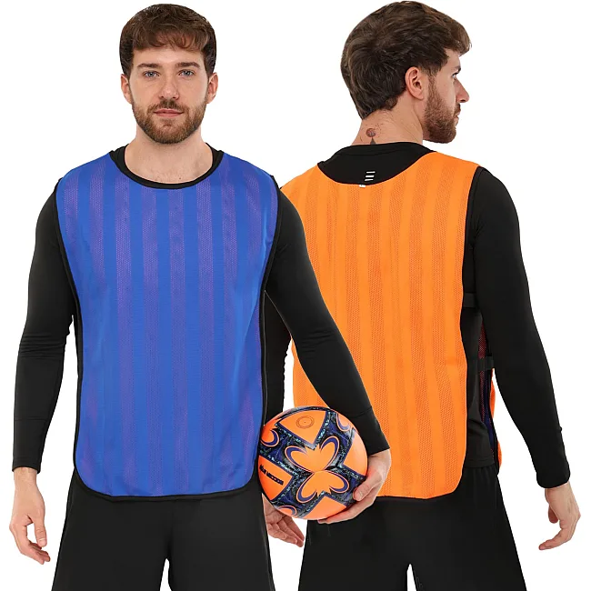Манишка спортивная игровая двусторонняя с резинкой SP-SPORT CO-0792 (Синий-оранжевый)