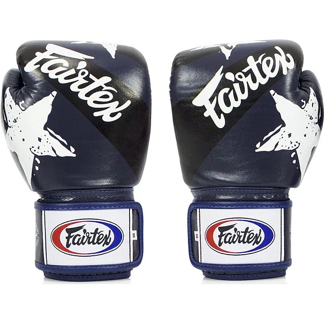 Боксерські рукавиці Fairtex BGV1 Nation Print Blue (бинти в комплекті)