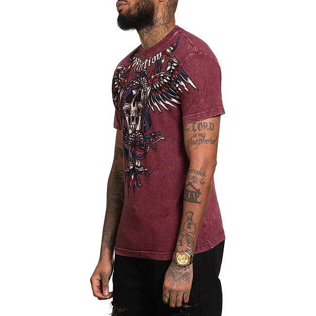Футболка мужская AFFLICTION Poisonous Shadow Burgandy Lava Wash