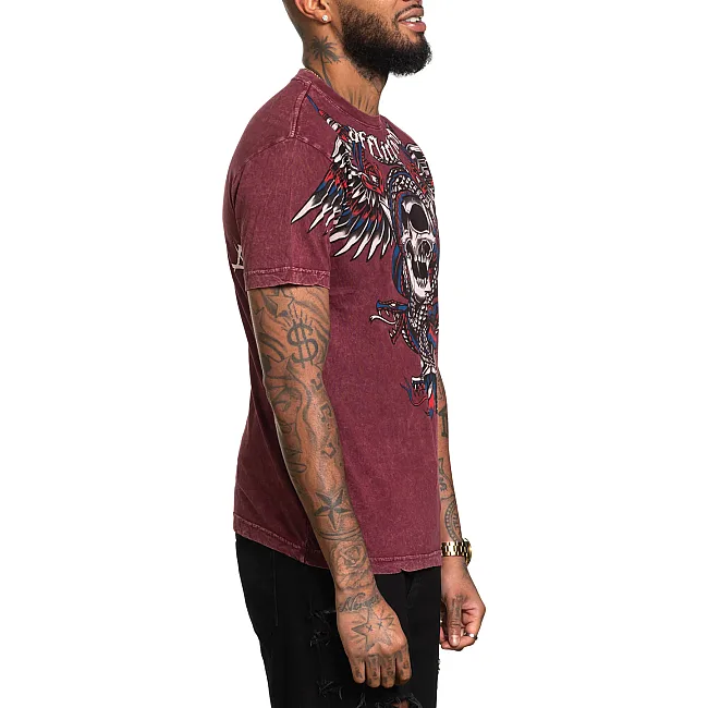 Футболка мужская AFFLICTION Poisonous Shadow Burgandy Lava Wash