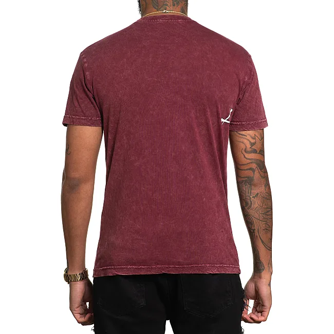 Футболка мужская AFFLICTION Poisonous Shadow Burgandy Lava Wash