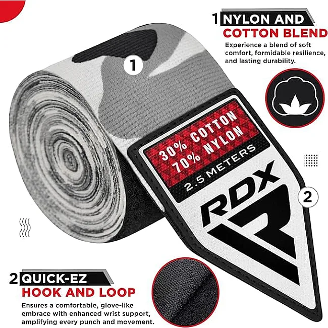 Бинты RDX HAND WRAPS 2.5 METER серый (для детей) 2,5 м