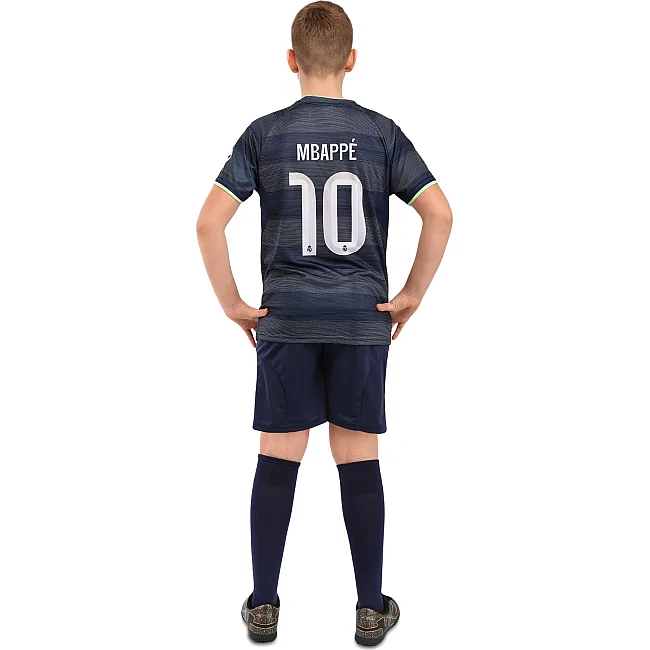 Футбольная форма детская с символикой клуба REAL MADRID MBAPPE 10 гостевая 2026 SP-SPORT CO-7340 (Темно-синий)