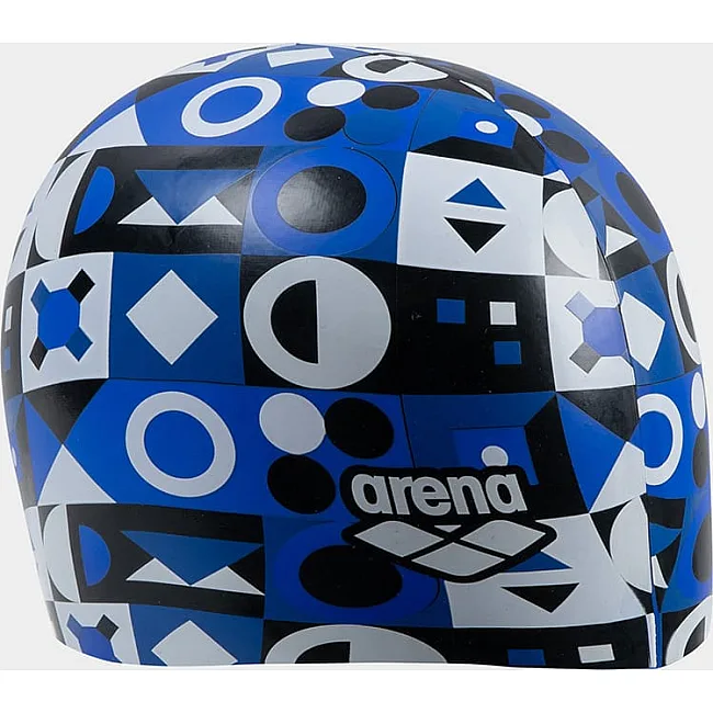 Шапка для плавания Arena PRINT JR синий, белый, черный (для детей) One Size