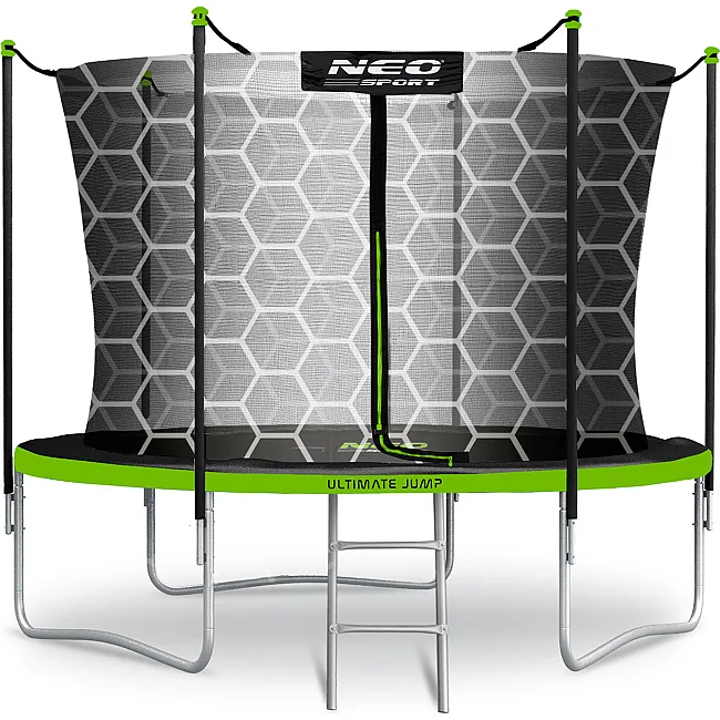 Батуты Neo-Sport с внутренней сеткой 6 футов 183 см черно-зеленый