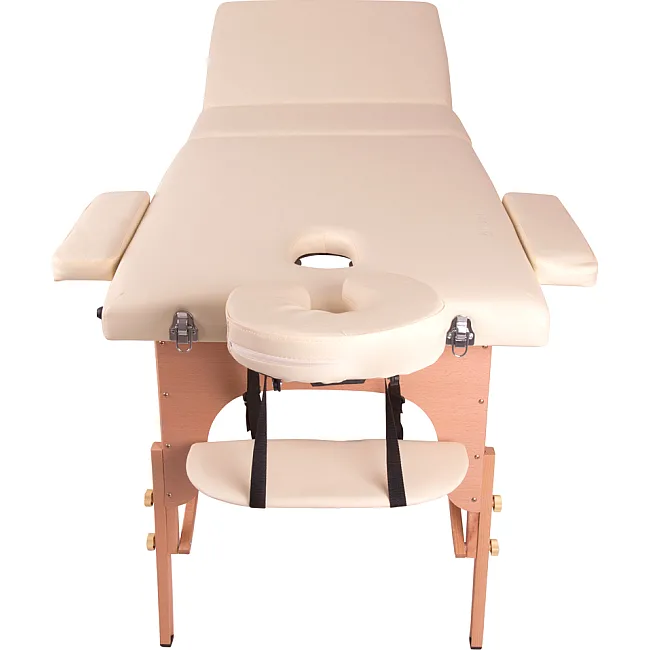 Масажний стіл inSPORTline Japane 3-Piece Wooden - кремово-жовтий