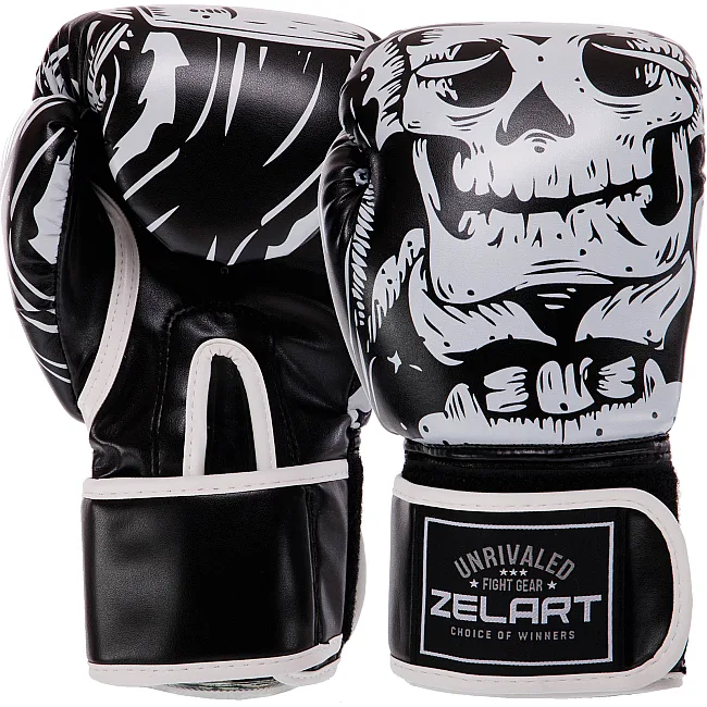 Перчатки для бокса FLEX ZELART SKULL BO-5493 (Черный)