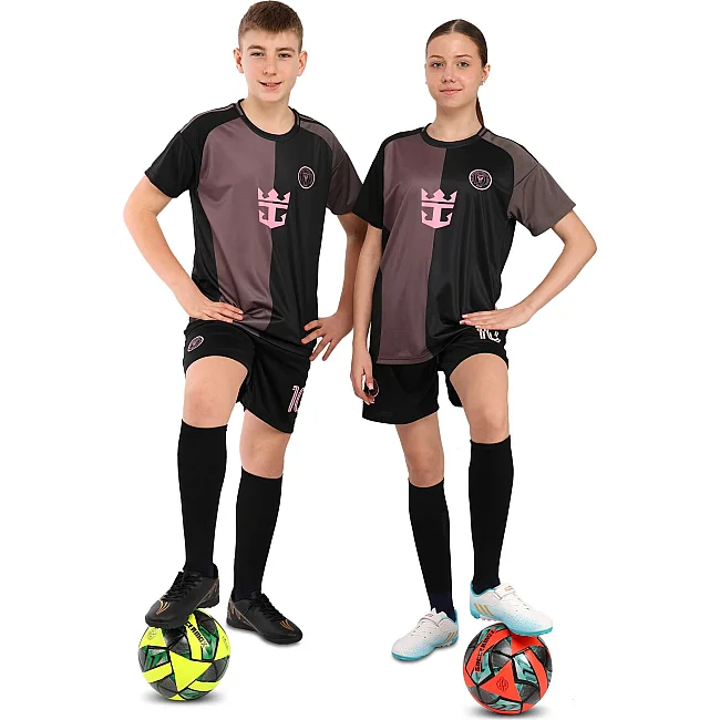 Футбольная форма детская с символикой клуба INTER MIAMI MESSI 10 гостевая 2026 SP-SPORT CO-7359 (Черный-розовый)