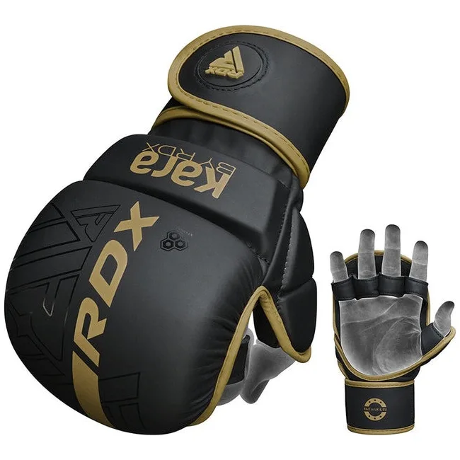 Перчатки для рукопашного боя ММА RDX F6 KARA Matte Golden Plus