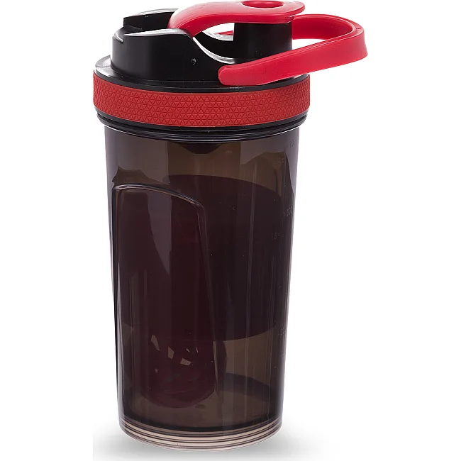 Шейкер для спортивного питания с отсеком для протеина TOP SHAKER BOTTLE SP-SPORT FI-1869 500+100мл (Черный-красный)